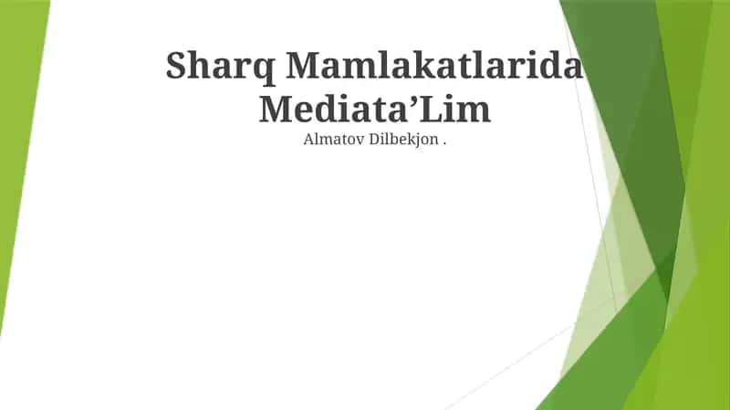 Sharq Mamlakatlarida MediataʼLim