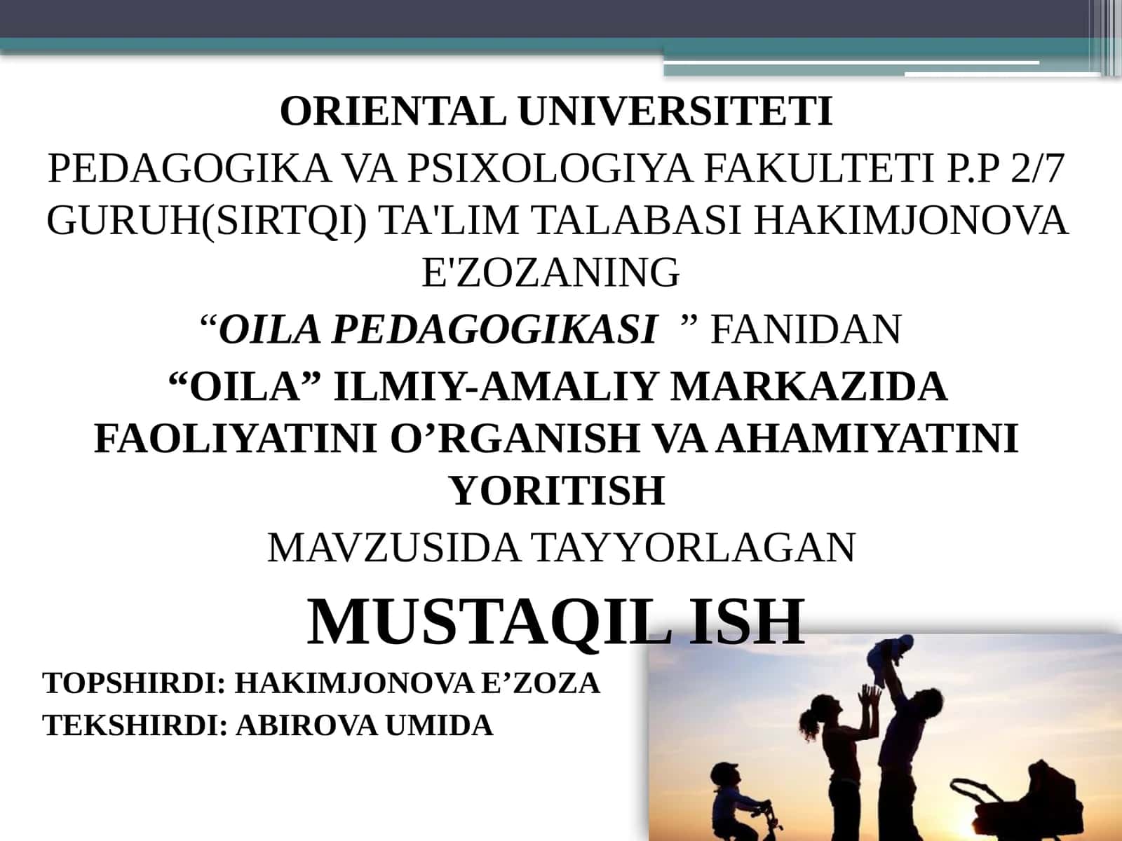 OILA PEDAGOGIKASI