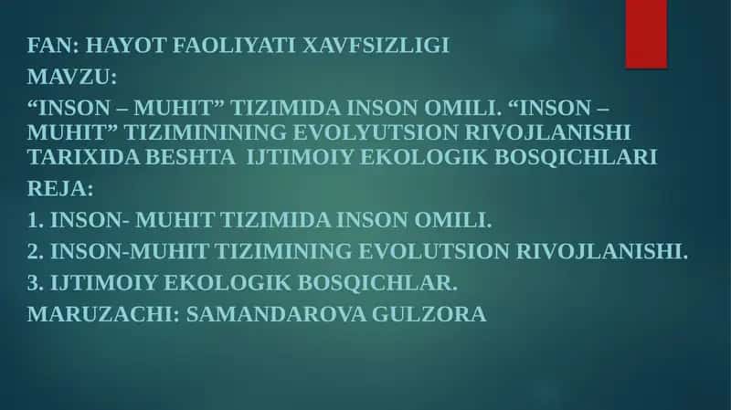 Inson-muhit tizimi