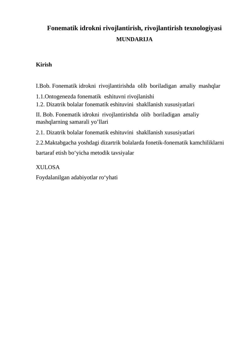Fonematik idrokni rivojlantirish