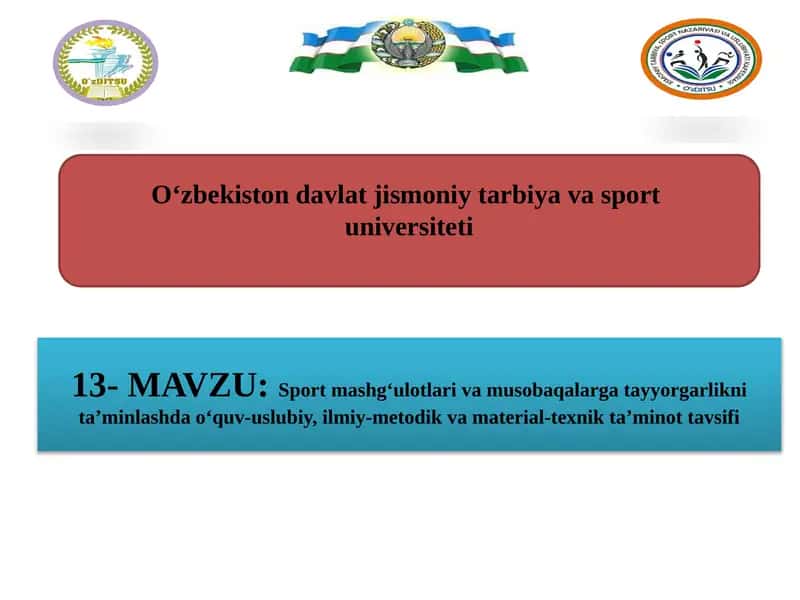 Sport mashgʻulotlari va musobaqalarga tayyorgarlikni ta’minlash