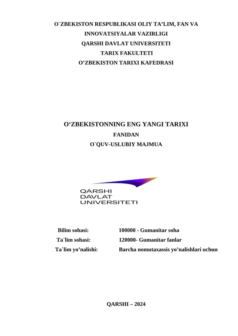 O`QUV-USLUBIY MAJMUA