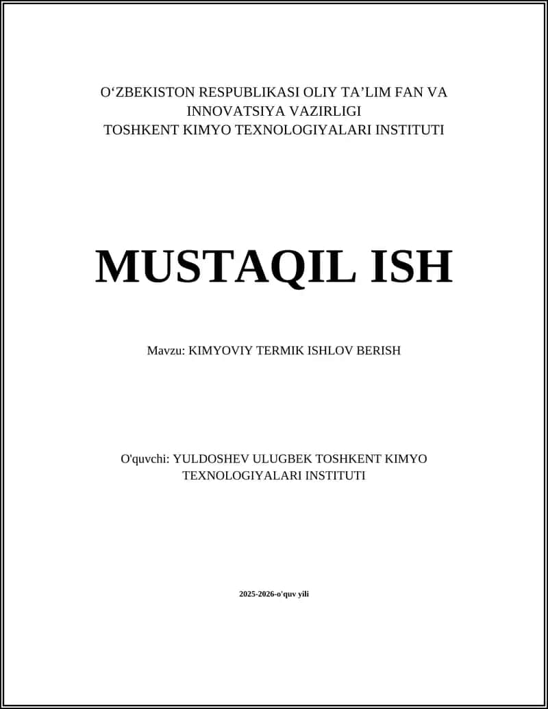 Kimyoviy termik ishlov berish