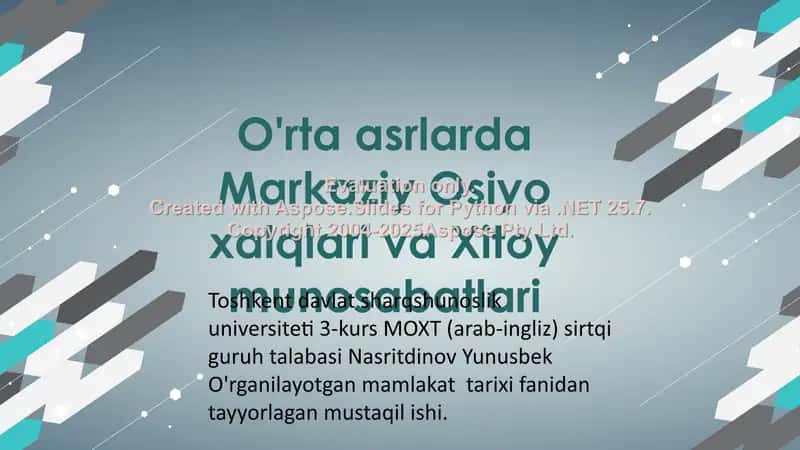 Markaziy Osiyo xalqlari va Xitoy munosabatlari