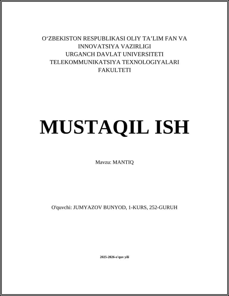 Mantiqning asosiy tushunchalari