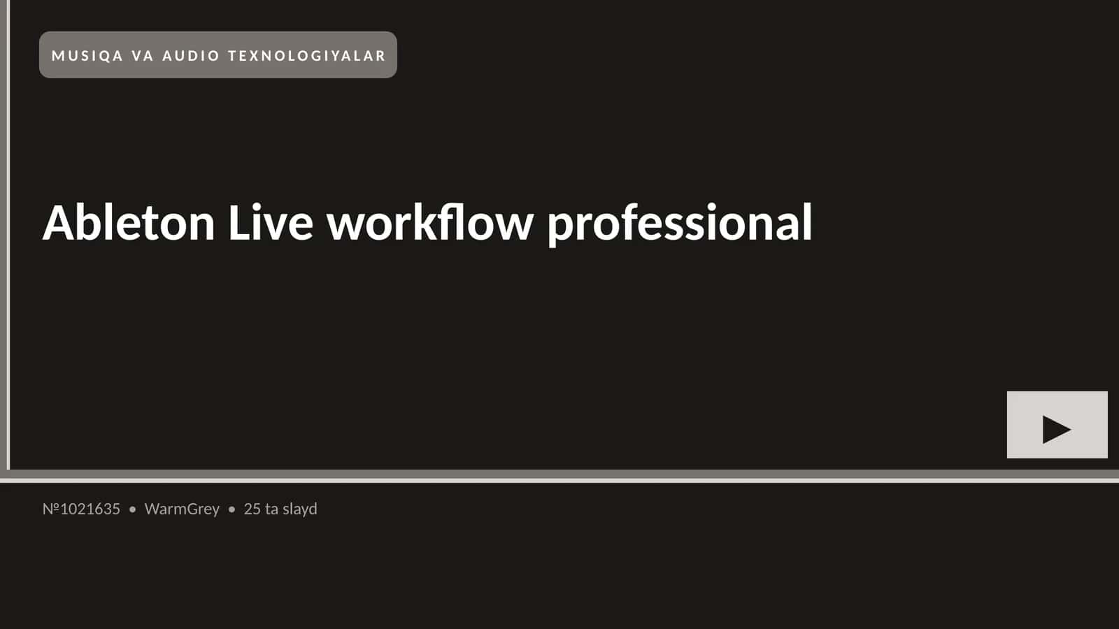 MUSIQA VA AUDIO TEXNOLOGIYALAR