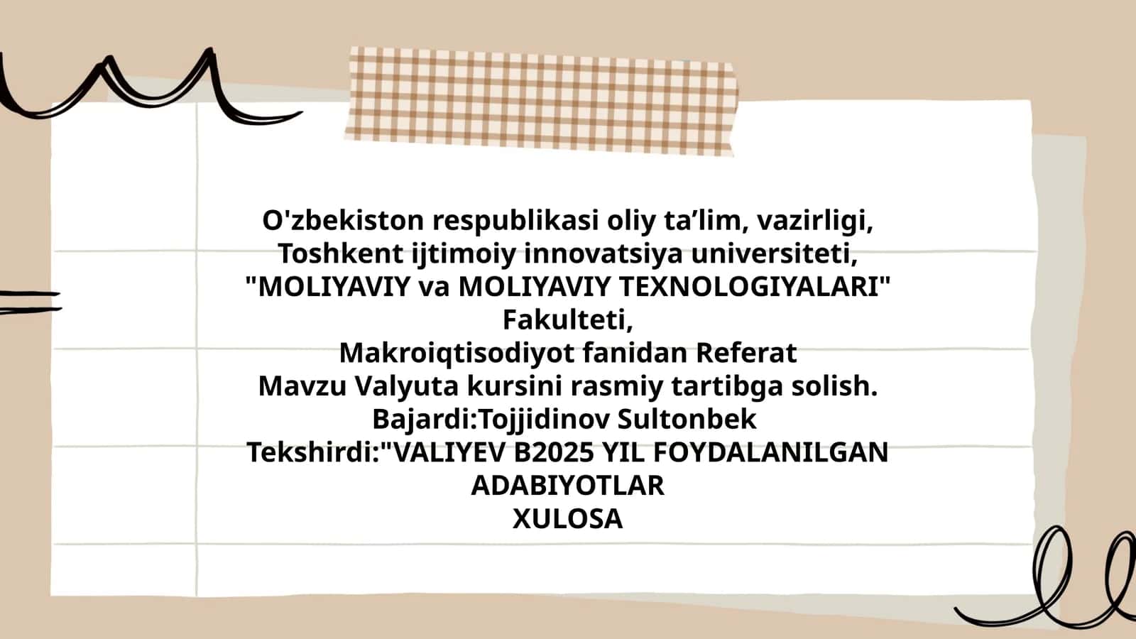 VALIYEV B2025 YIL FOYDALANILGAN ADABIYOTLAR