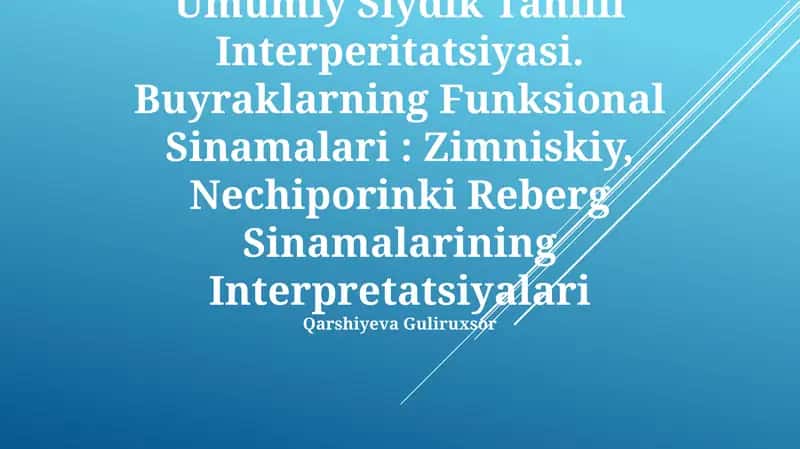 Umumiy Siydik Tahlili Interperitatsiyasi