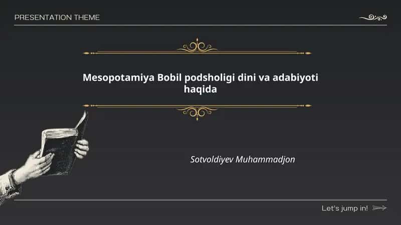 Mesopotamiya Bobil podsholigi dini va adabiyoti haqida