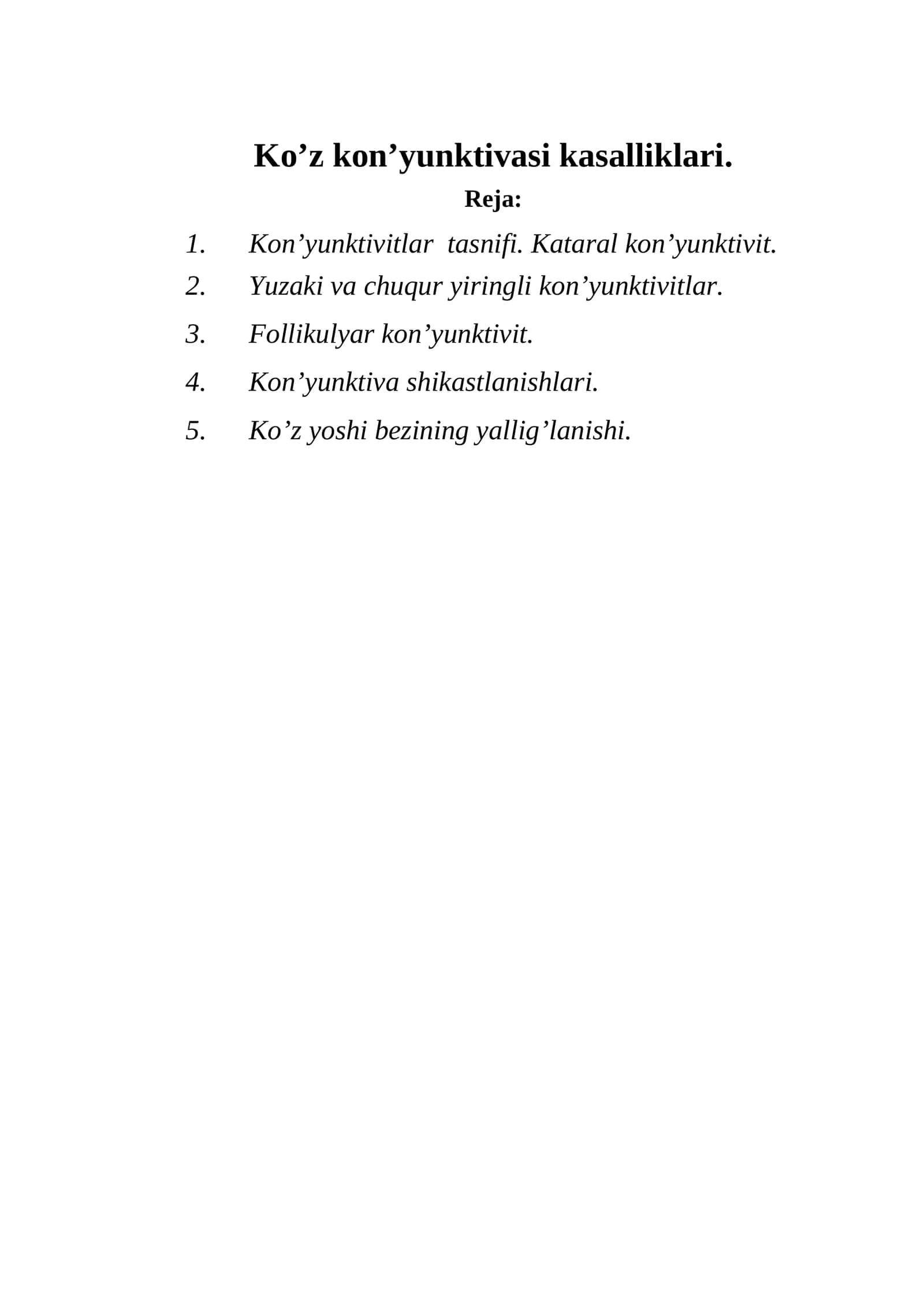 Ko’z kon’yunktivasi kasalliklari