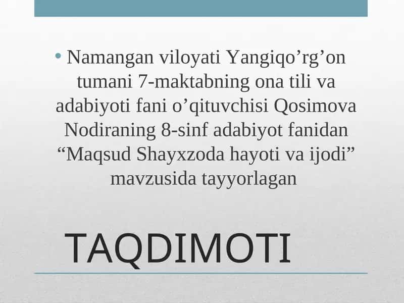 Maqsud Shayxzoda hayoti va ijodi