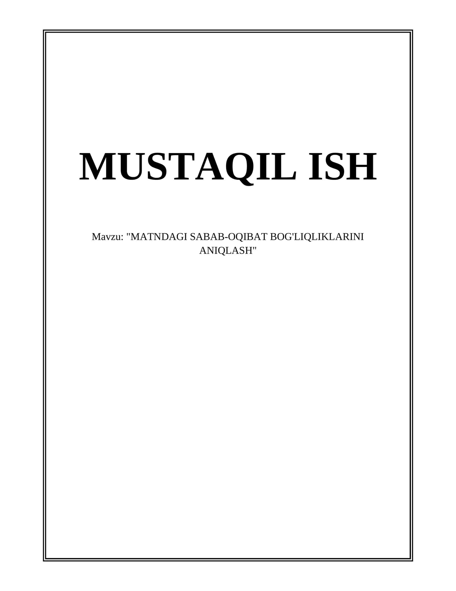 "MATNDAGI SABAB-OQIBAT BOG'LIQLIKLARINI ANIQLASH"