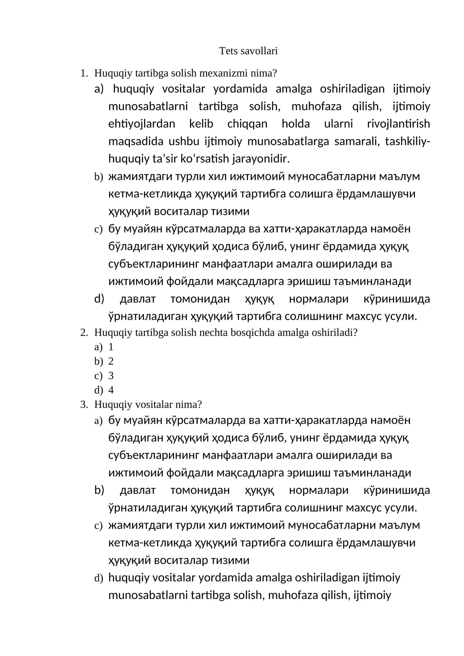 Huquqiy Tartibga Solish
