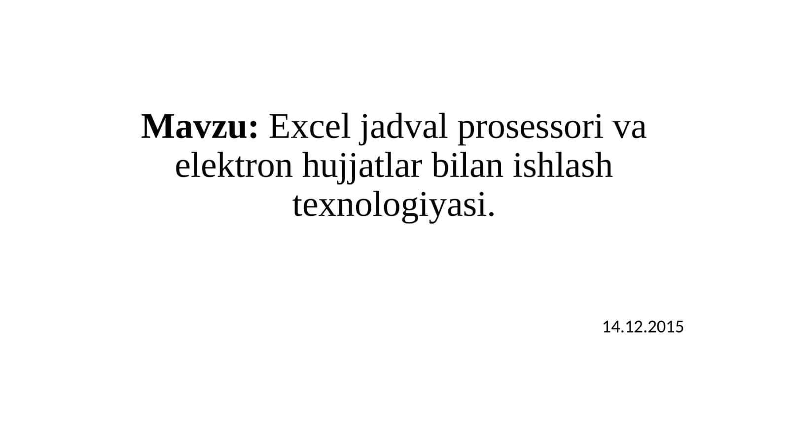 Excel jadvali tushunchasi