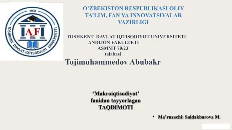 Iqtisodiy O'sish Modellari
