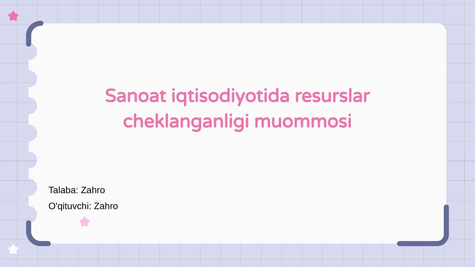 Sanoat Iqtisodiyotida Resurslar Muammosi