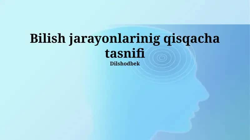 Bilish jarayonlarinig qisqacha tasnifi