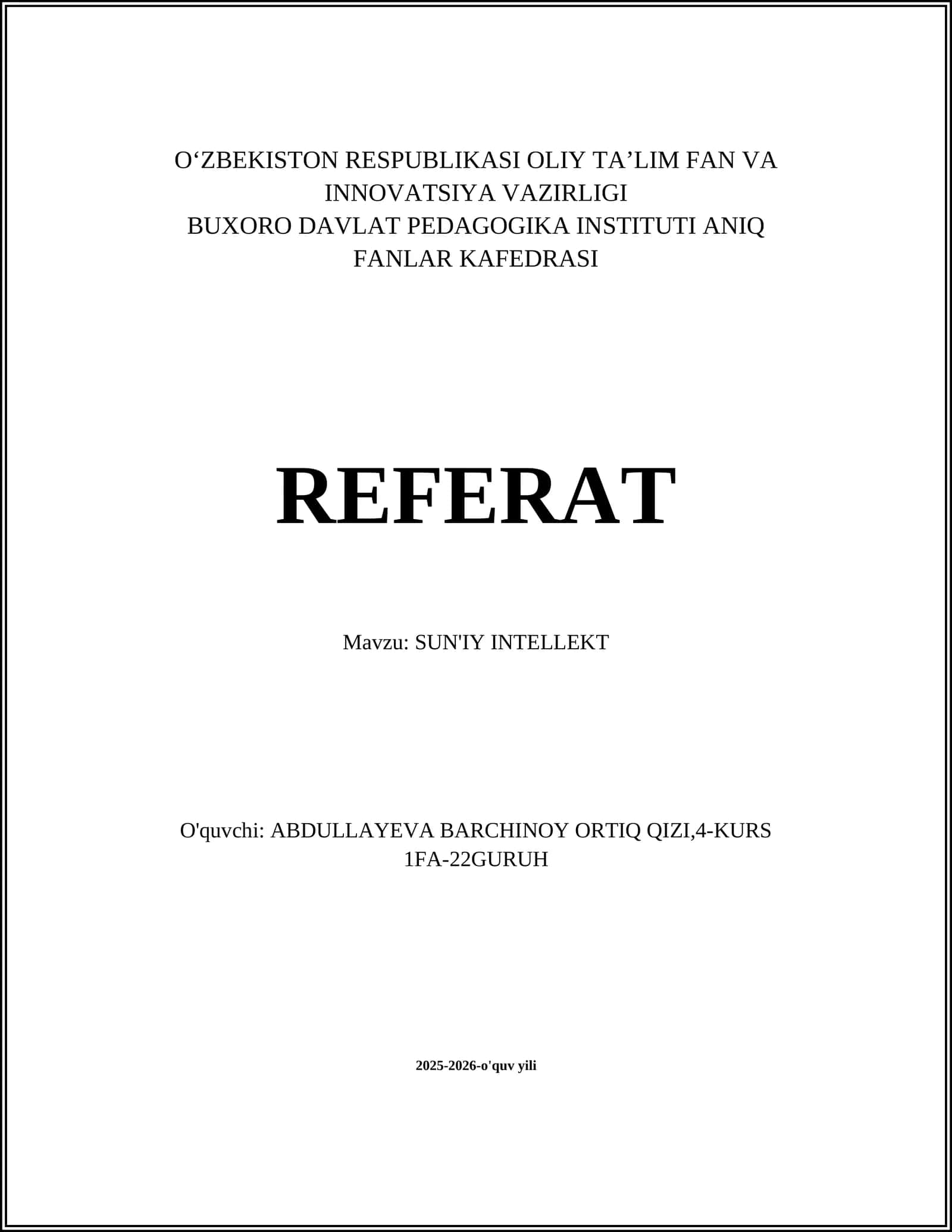 SUN'IY INTELLEKT