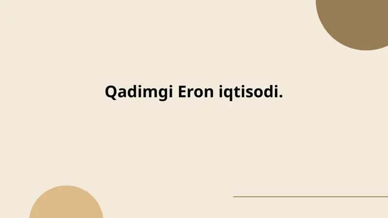 Qadimgi Eron iqtisodi