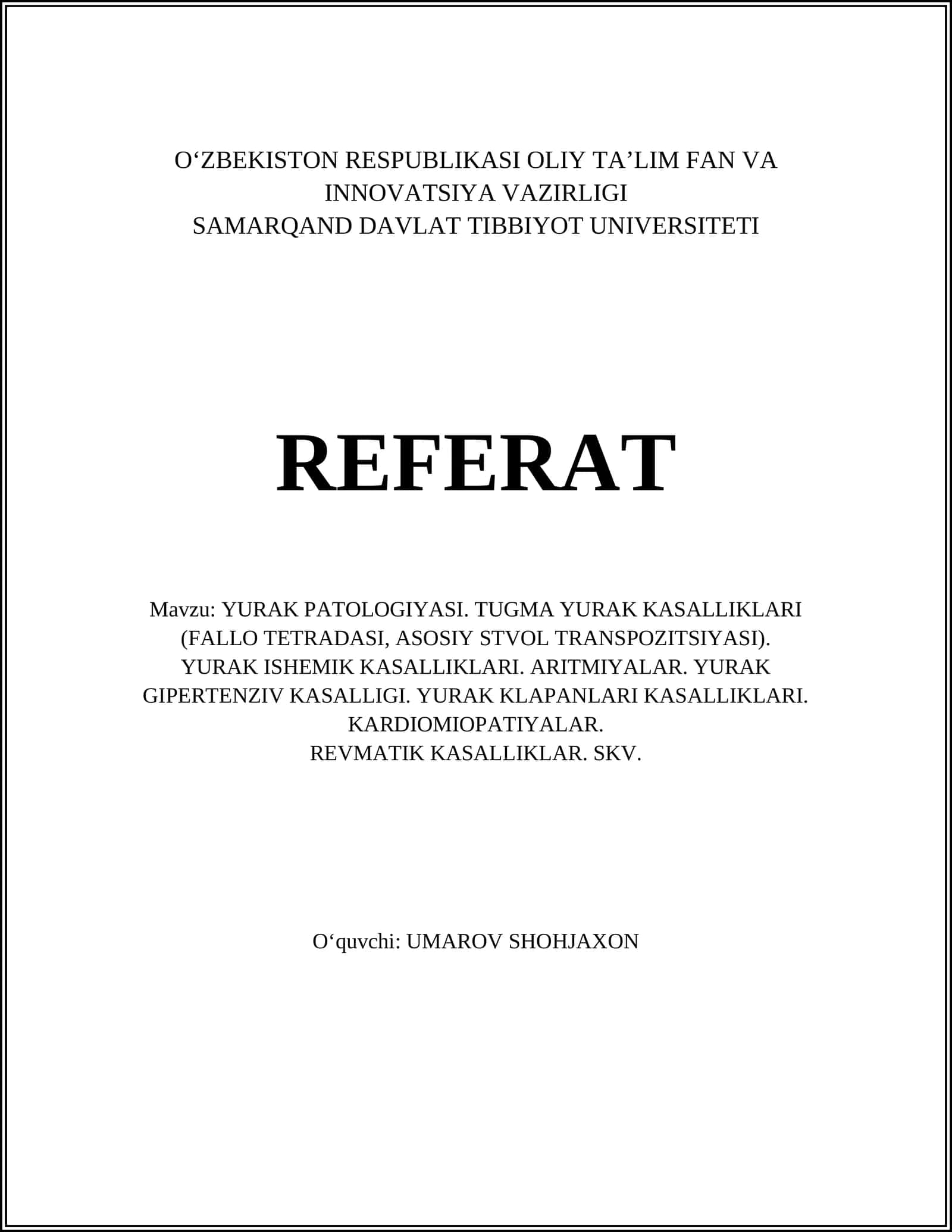 Yurak patologiyasi