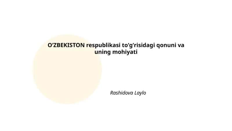 Oʻzbekiston Respublikasi toʻgʻrisidagi qonuni va uning mohiyati