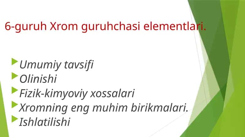 Xromguruhchasi elementlari