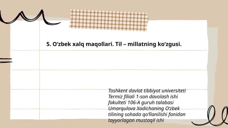 O‘zbek xalq maqollari. Til – millatning ko‘zgusi