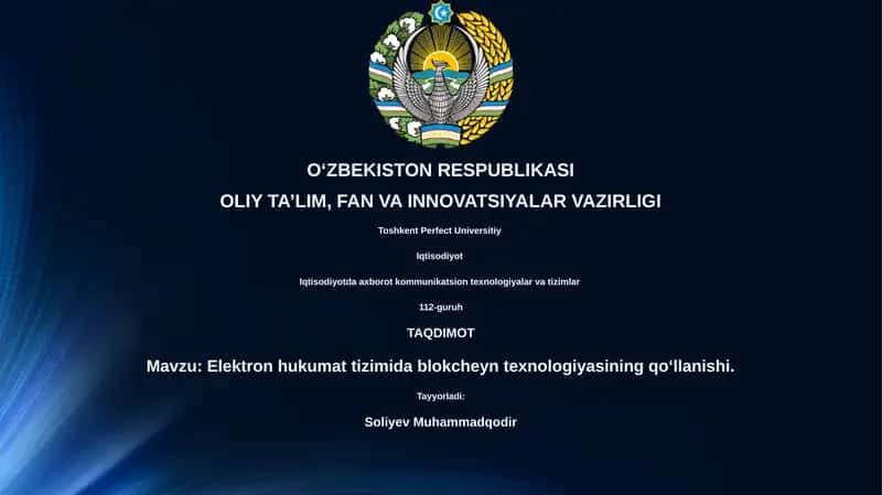 Elektron hukumat tizimida blokcheyn texnologiyasining qo‘llanishi