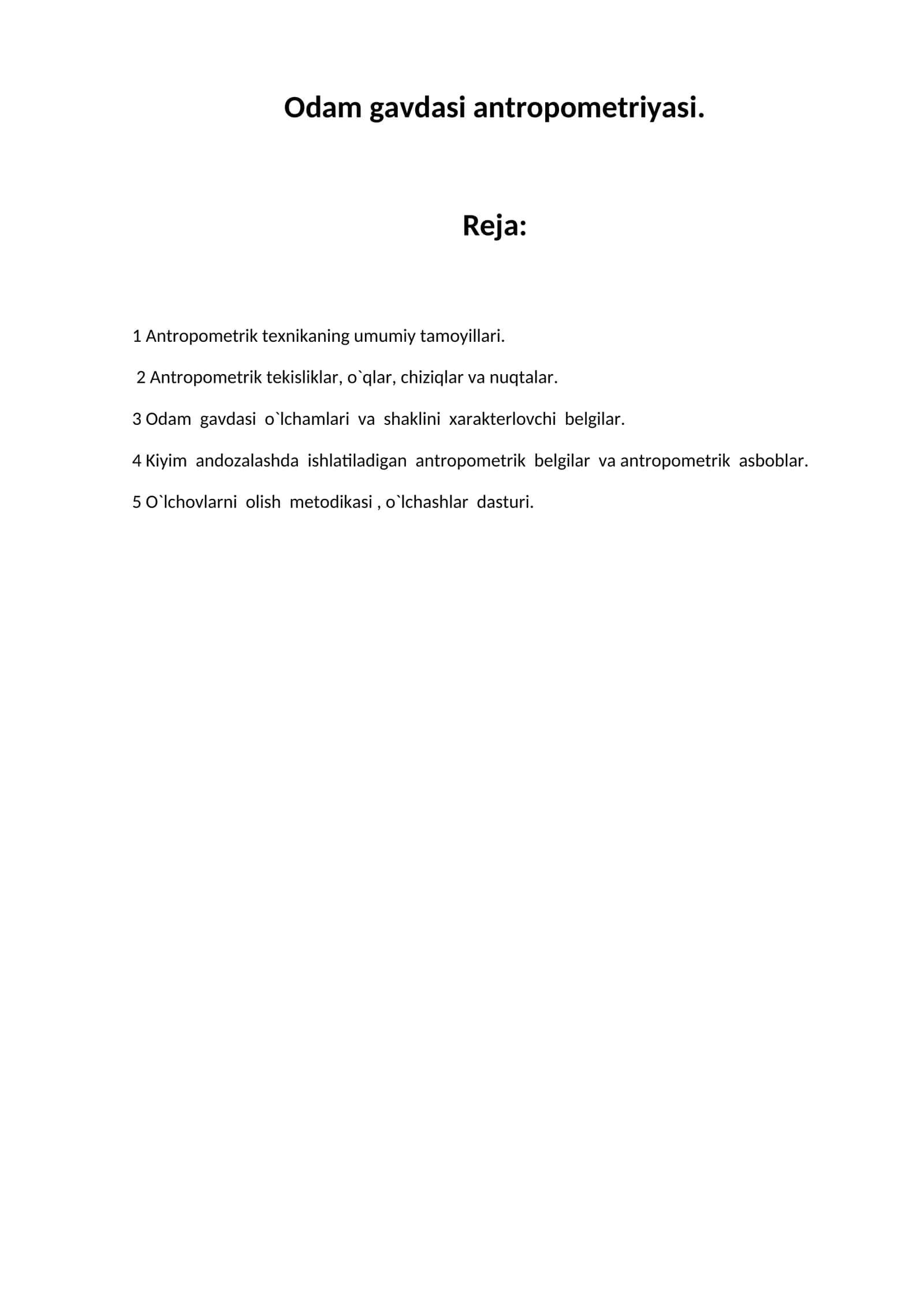 Odam gavdasi antropometriyasi