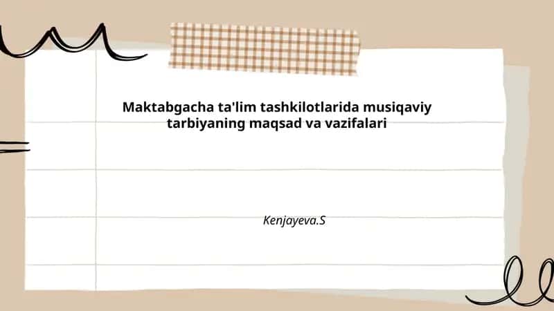 Maktabgacha ta'limdagi musiqaviy tarbiya
