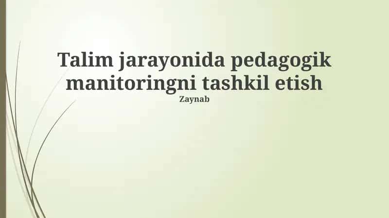 Ta'lim Jarayonida Monitoringni Amalga Oshirish Mexanizmlari