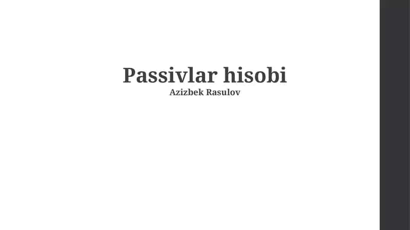 Passivlar hisobi