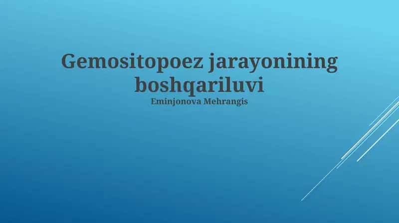 Gemositopoez jarayonining boshqariluvi
