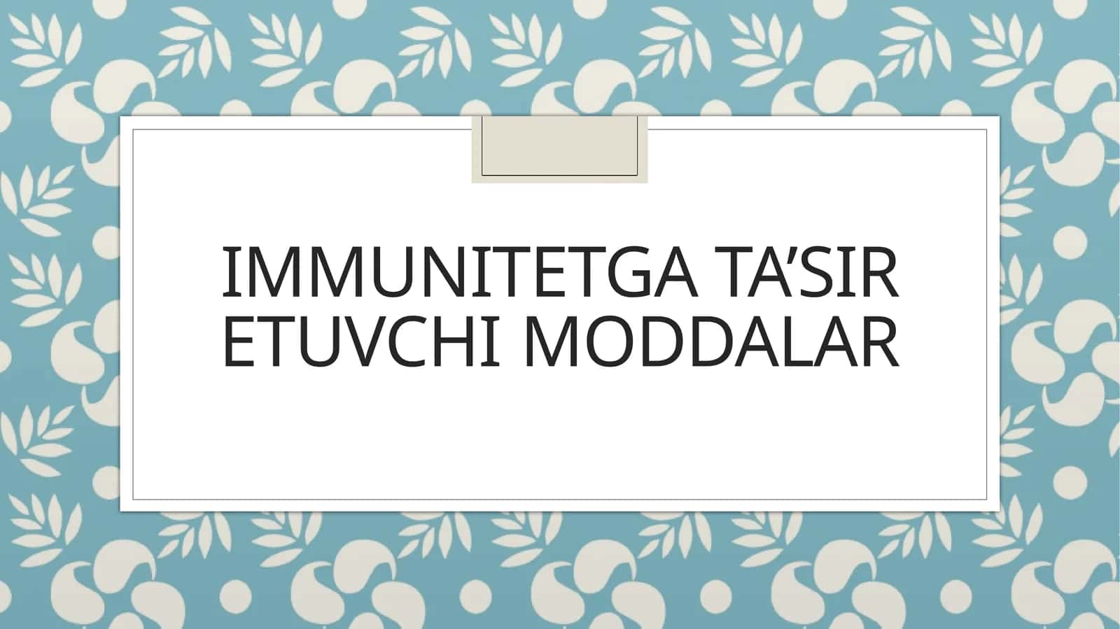 IMMUNITETGA TA’SIR ETUVCHI T- aktivinMODDALAR