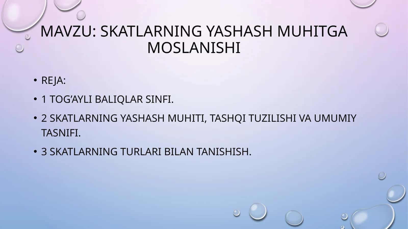 skatlarning yashash muhitga moslanishi