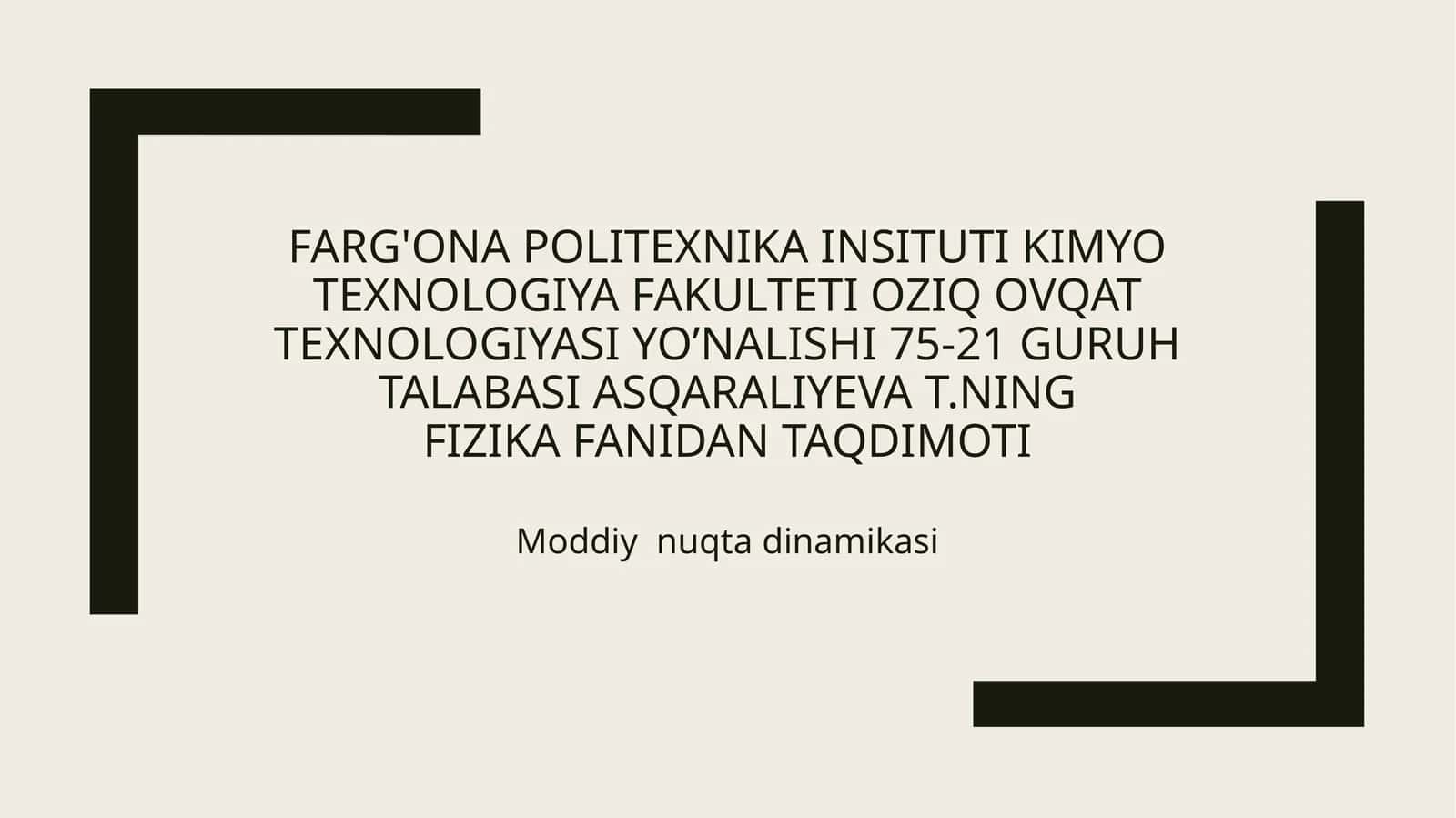 Moddiy nuqta dinamikasi