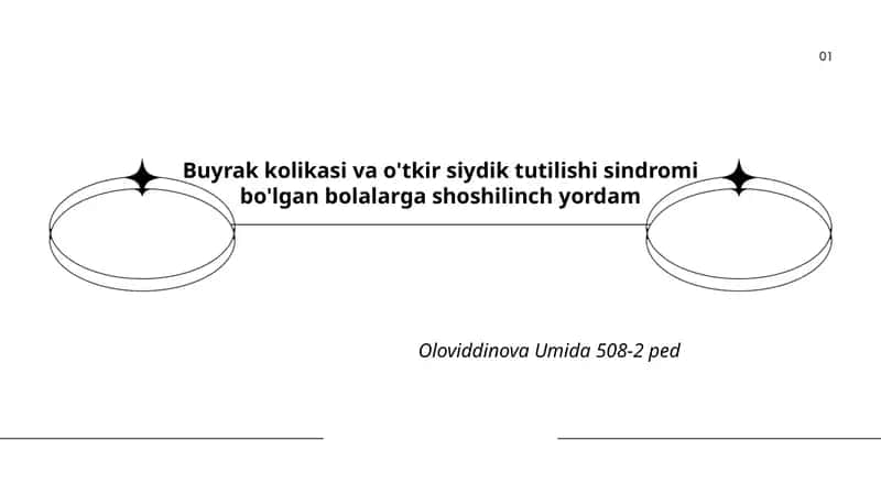 Buyrak kolikasi va o'tkir siydik tutilishi sindromi bo'lgan bolalarga shoshilinch yordam