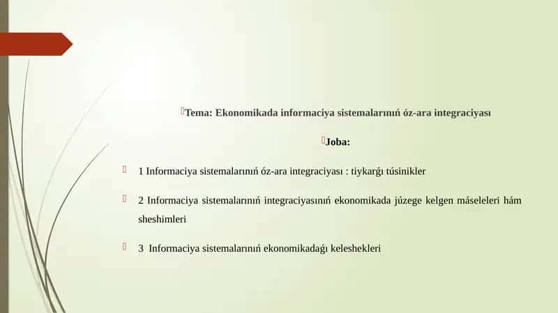 Informaciya Sistemalarınıń óz-ara Integraciyası