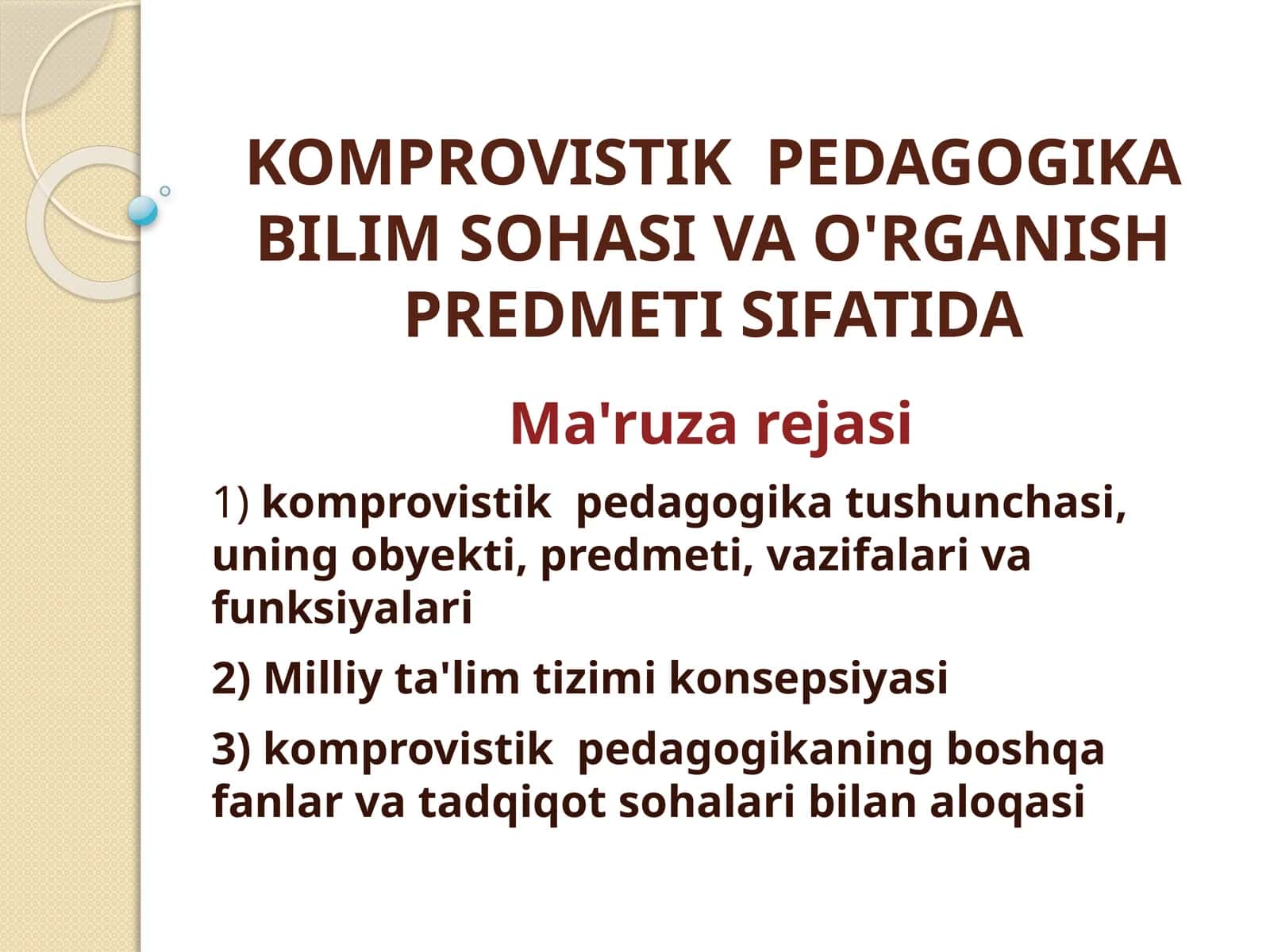 KOMPROVISTIKPEDAGOGIKA BILIM SOHASI VA O'RGANISH PREDMETI SIFATIDA