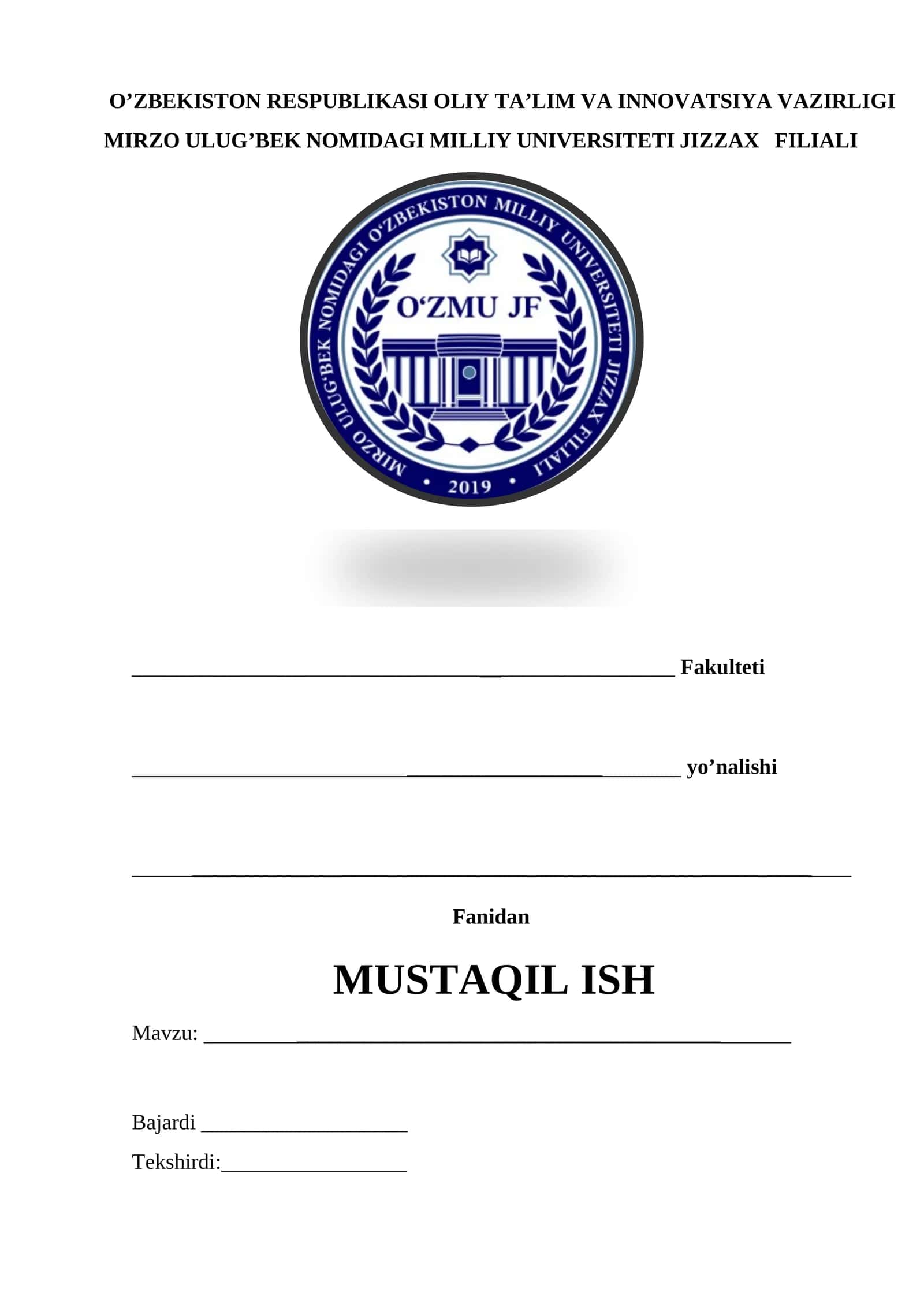 MUSTAQIL ISH standartlashtirish tamoyilari