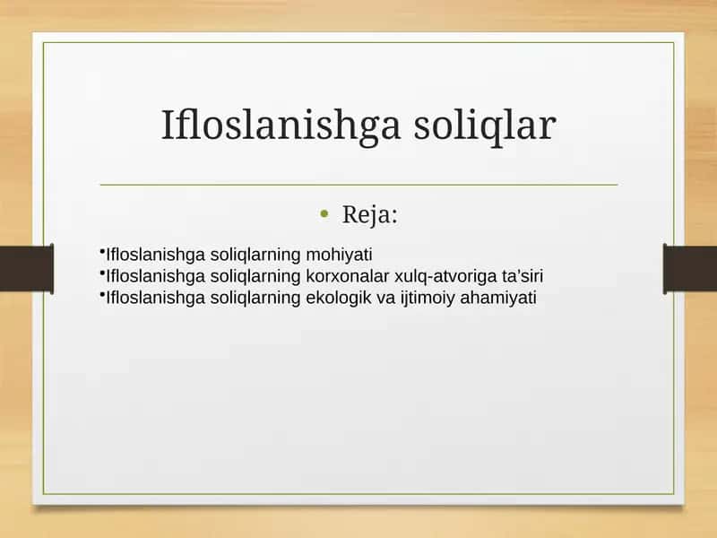 Ifloslanishga soliqlar