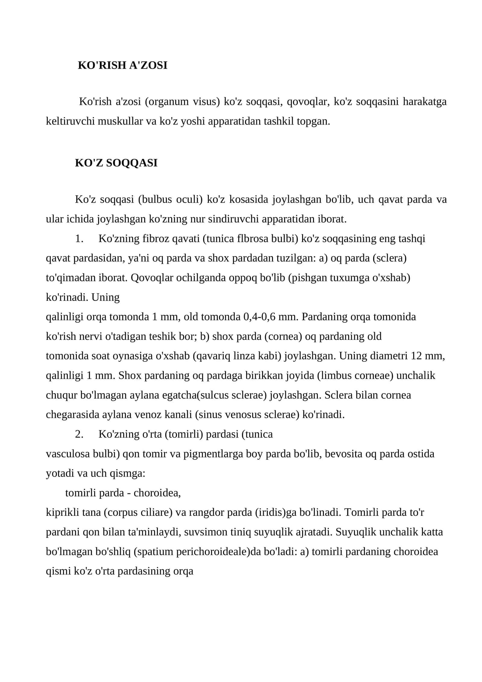 KO'RISH A'ZOSI