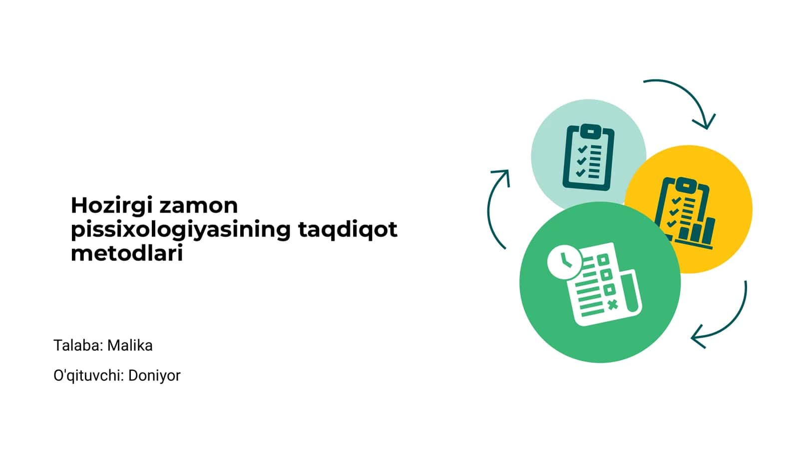Hozirgi zamon pissixologiyasining taqdiqot metodlari