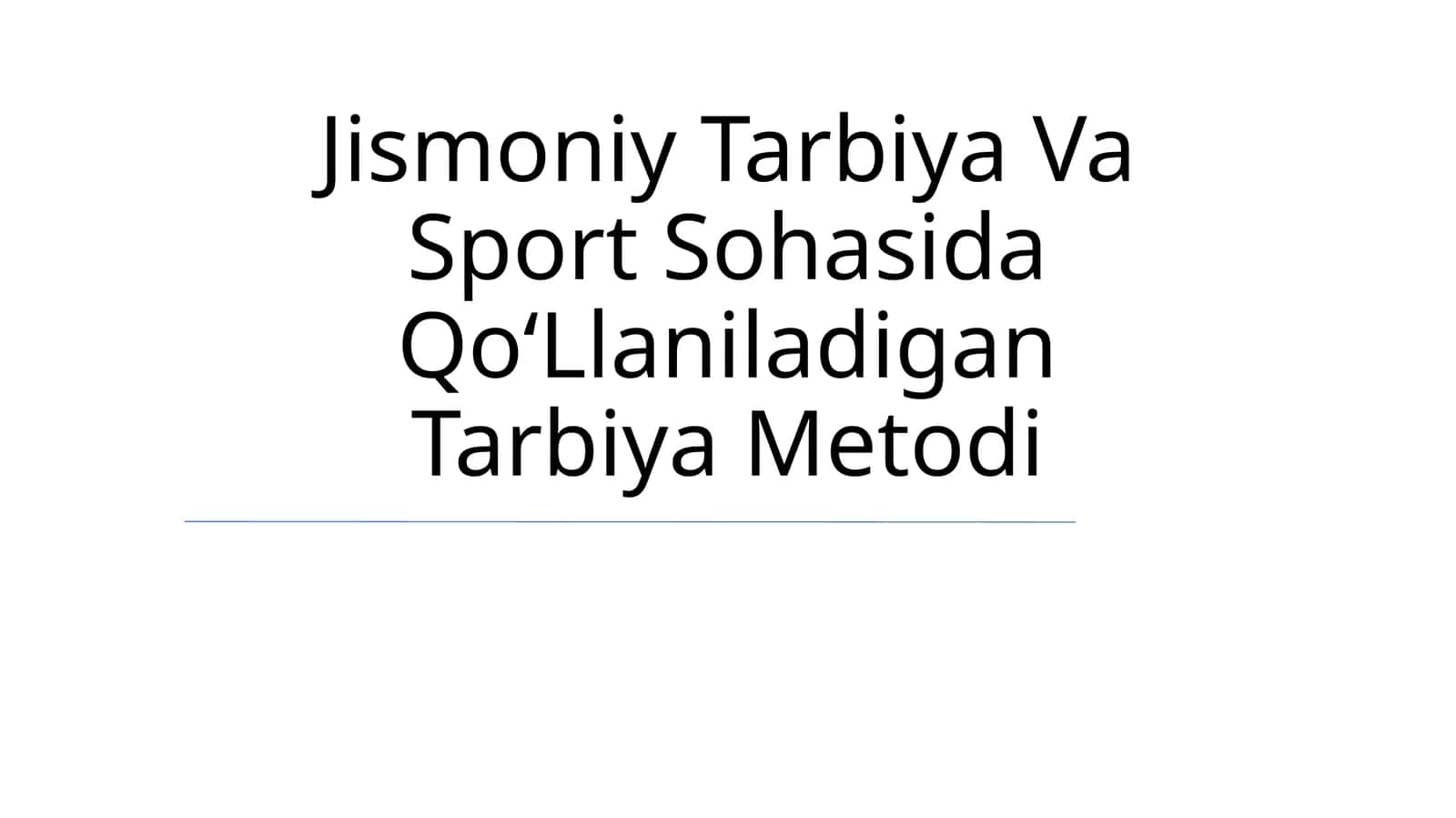 Jismoniy Tarbiya Va Sport Sohasida QoʻLlaniladigan Tarbiya Metodi