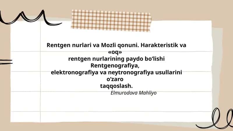 Rentgen nurlari va Mozli qonuni
