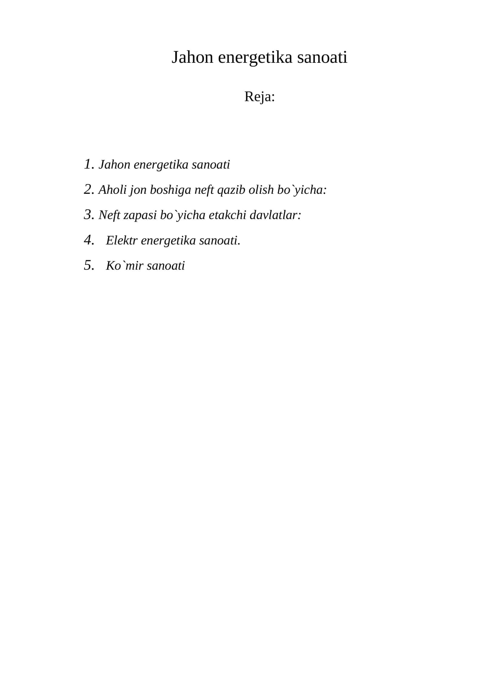 Jahon energetika sanoati