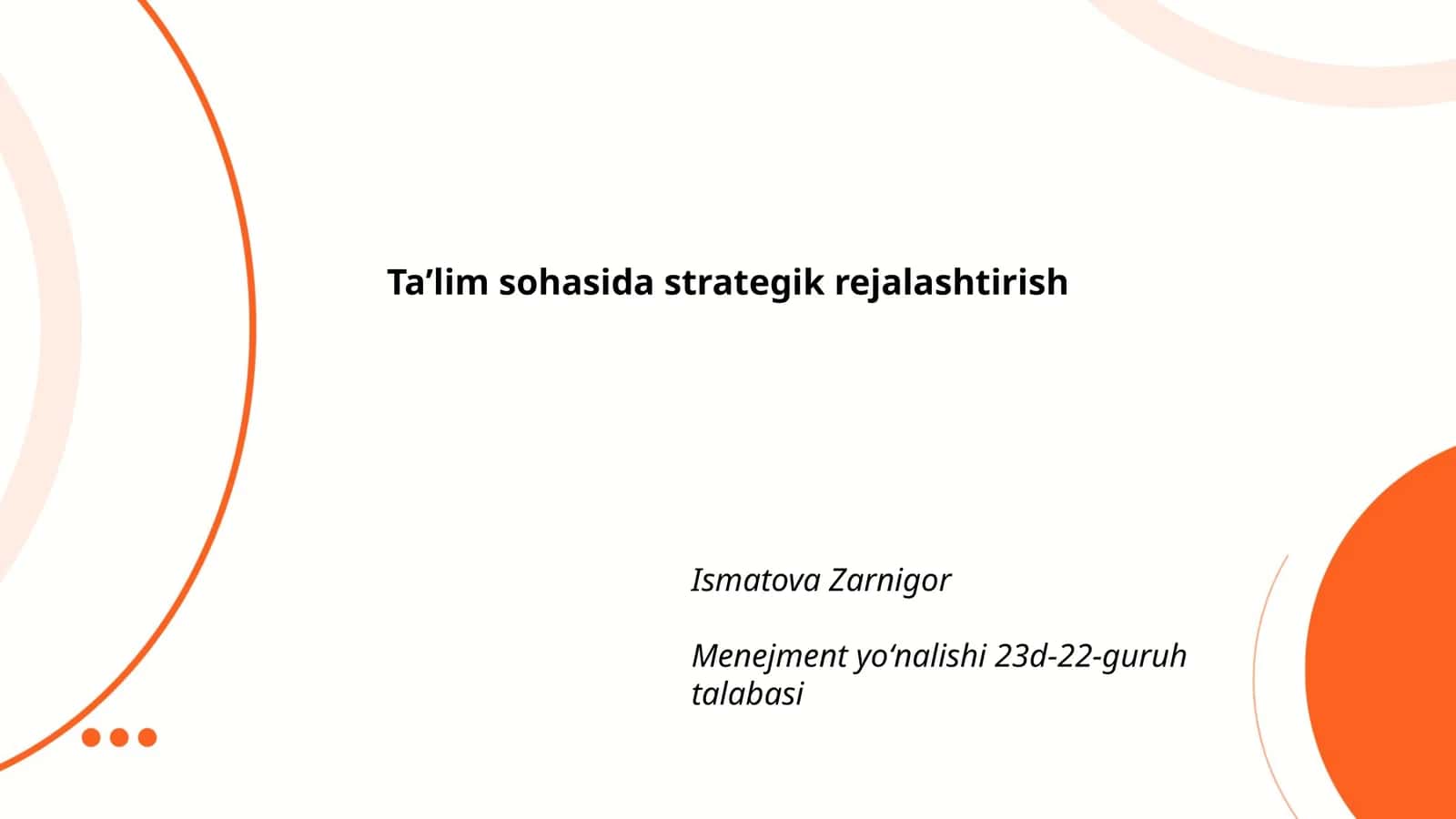 Taʼlim sohasida strategik rejalashtirish
