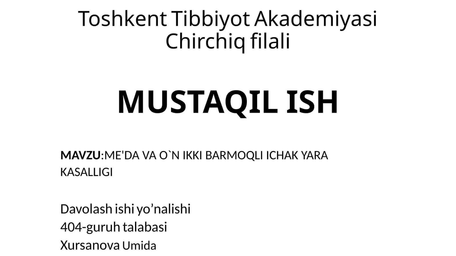 Meda va ichak yarasi