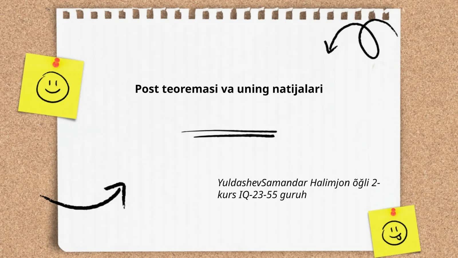 Post teoremasi va uning natijalari