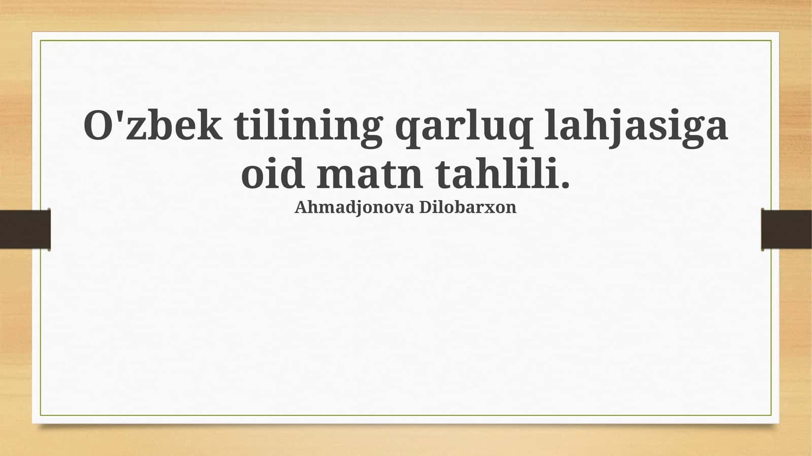 Karlukcha Tilining Umumiy Tavsifi